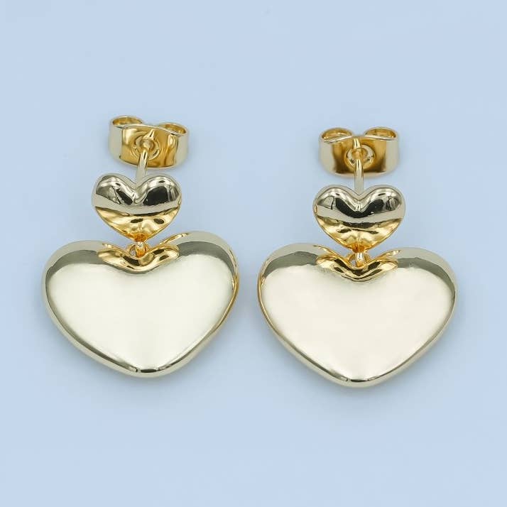 Orecchini a perno a cuore pendente placcati in oro 24K | AI-550 per la vendita all'ingrosso da parte di Aim Eternal