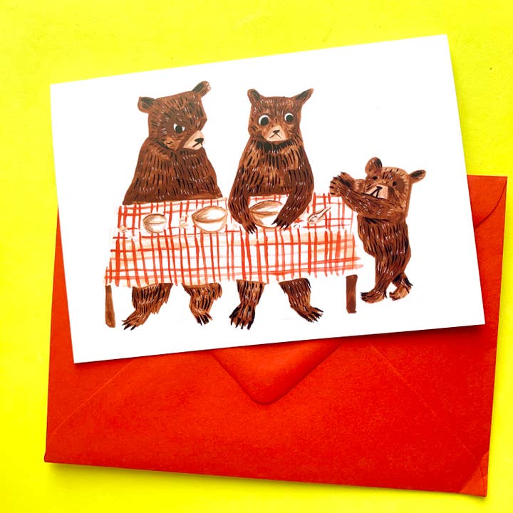 Three Bears A6 Greeting Card for wholesale by Sophie Heywood