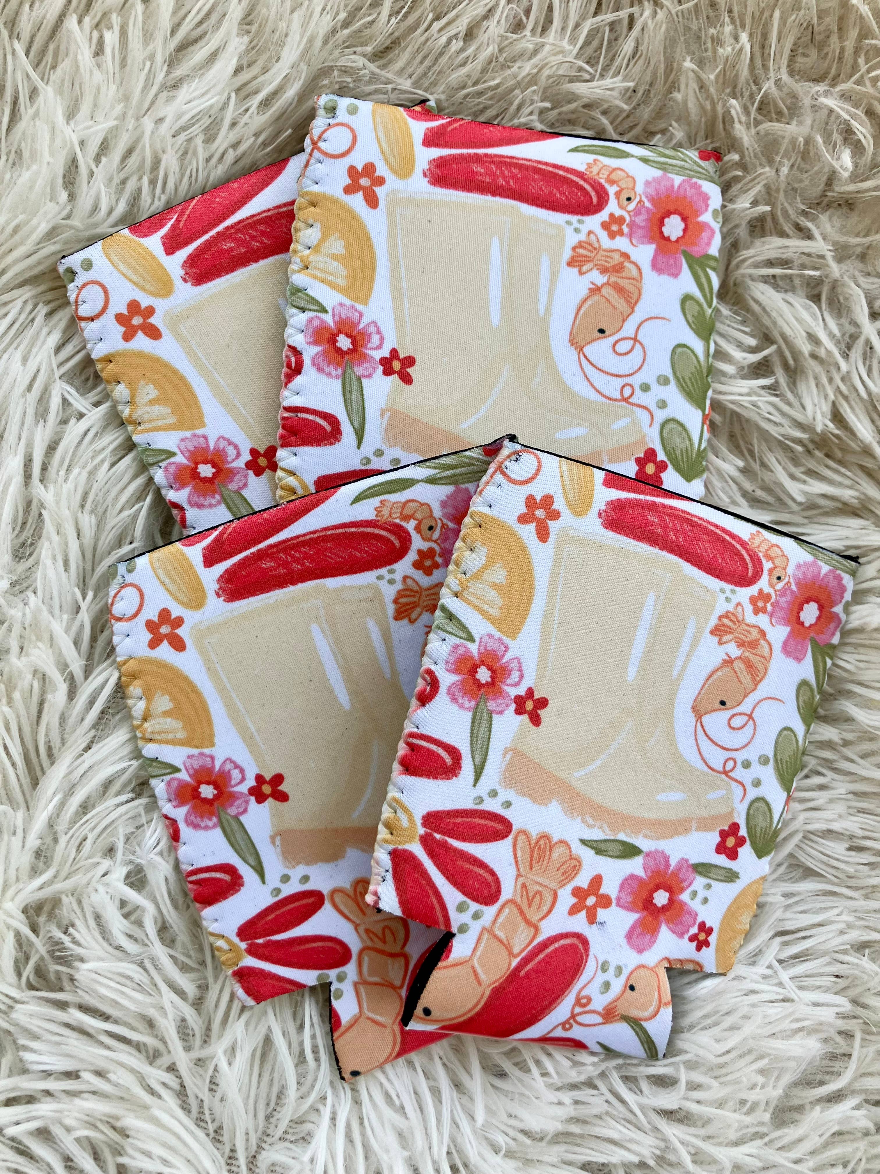 on the Bayou - Wholesale Drink Huggers & Koozies - Shrimp floral shrimp festival koozies