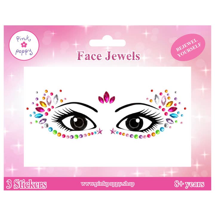 Romantics Bejeweled Face Jewels - (Pack Size: 6) for wholesale by Pink Poppy
