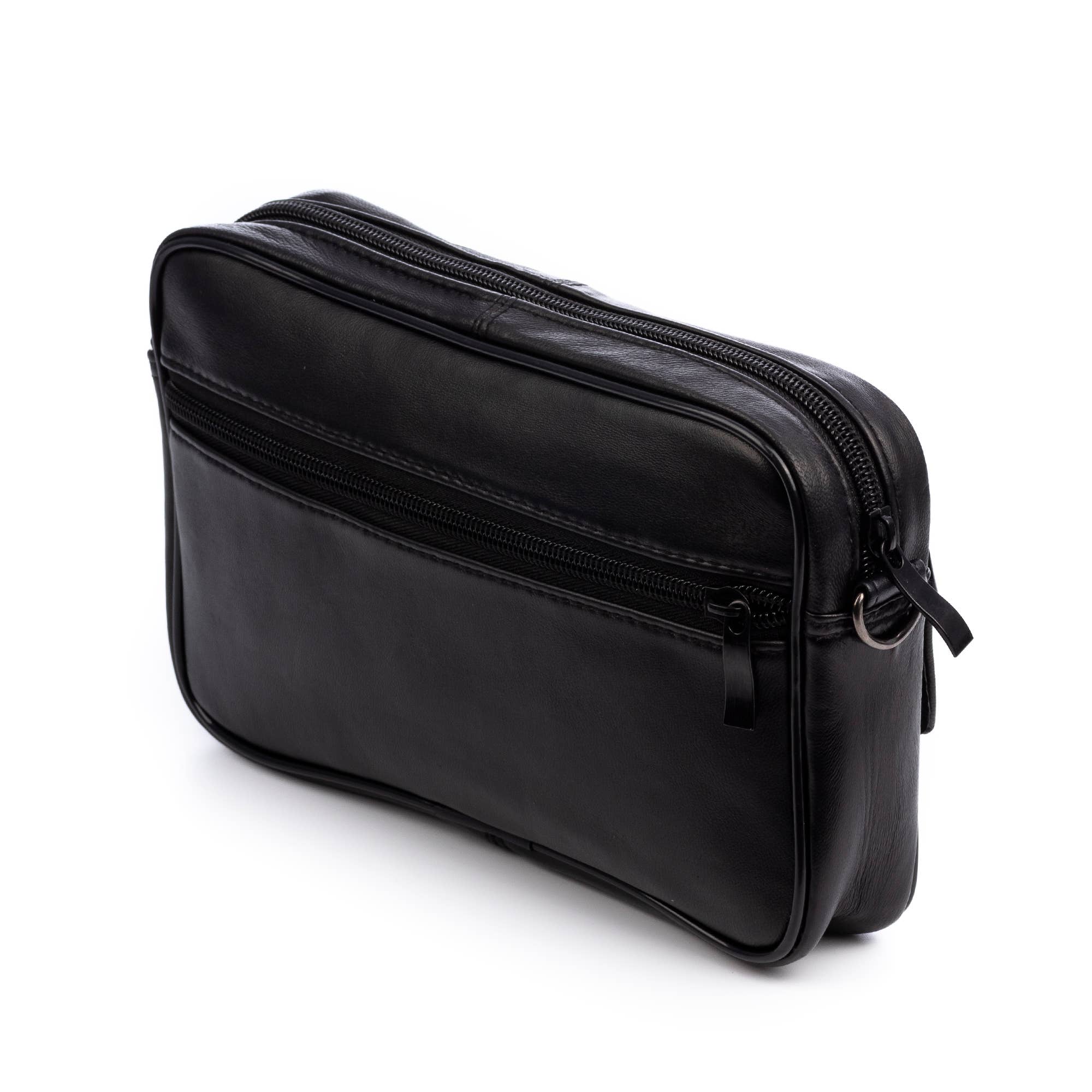 Negro Atri bolso bandolera con 4 compartimentos de piel Dollaro. de venta al por mayor en Faire2