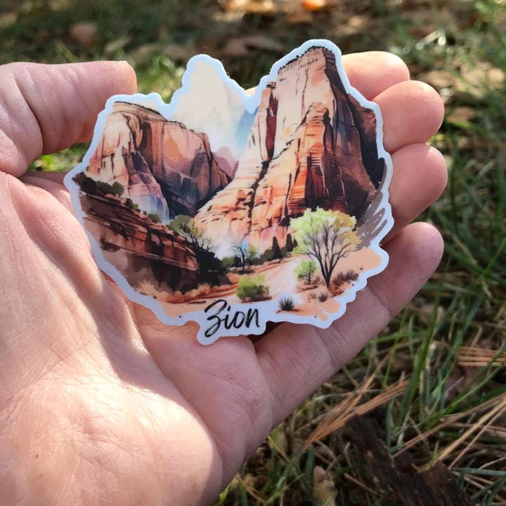 National Parks and Beyond - Wholesale Phone & Laptop Stickers - Zion National Park - Utah's Big 5 Watercolor 3" Sticker4