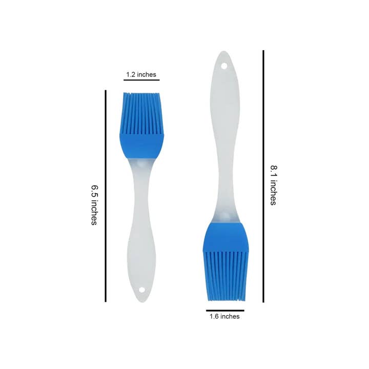 Vigor Path - Wholesale Spatula/Turner - 2-Piece Silicone Pastry Brush Set - 6.5' (Small) & 8.1' (Medium) - Blue