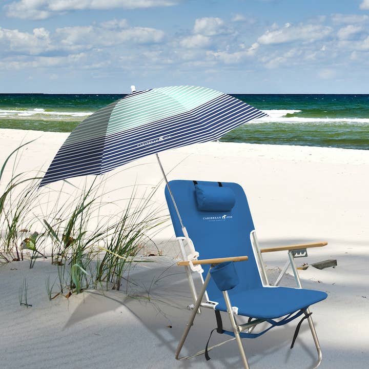 Chaby International - Wholesale Beach Umbrella - Caribbean Joe 48" Arc Clamp-On Beach Umbrella-Horizon Stripe