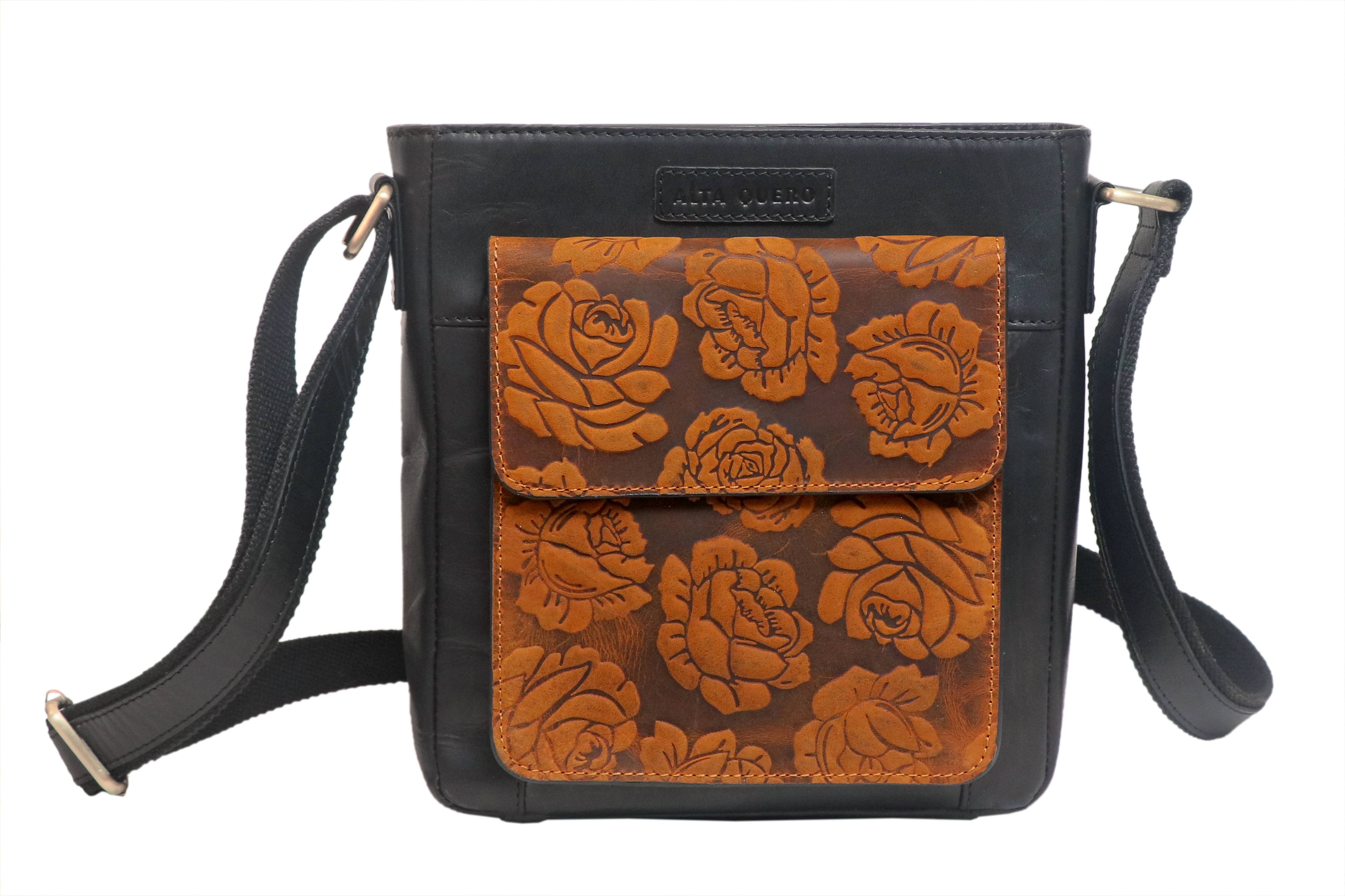 Alta Quero - Wholesale Crossbody Bag - Women's - Embossed Genuine Leather Crossbody Bags (2-Pack)–Floral+Leaf5