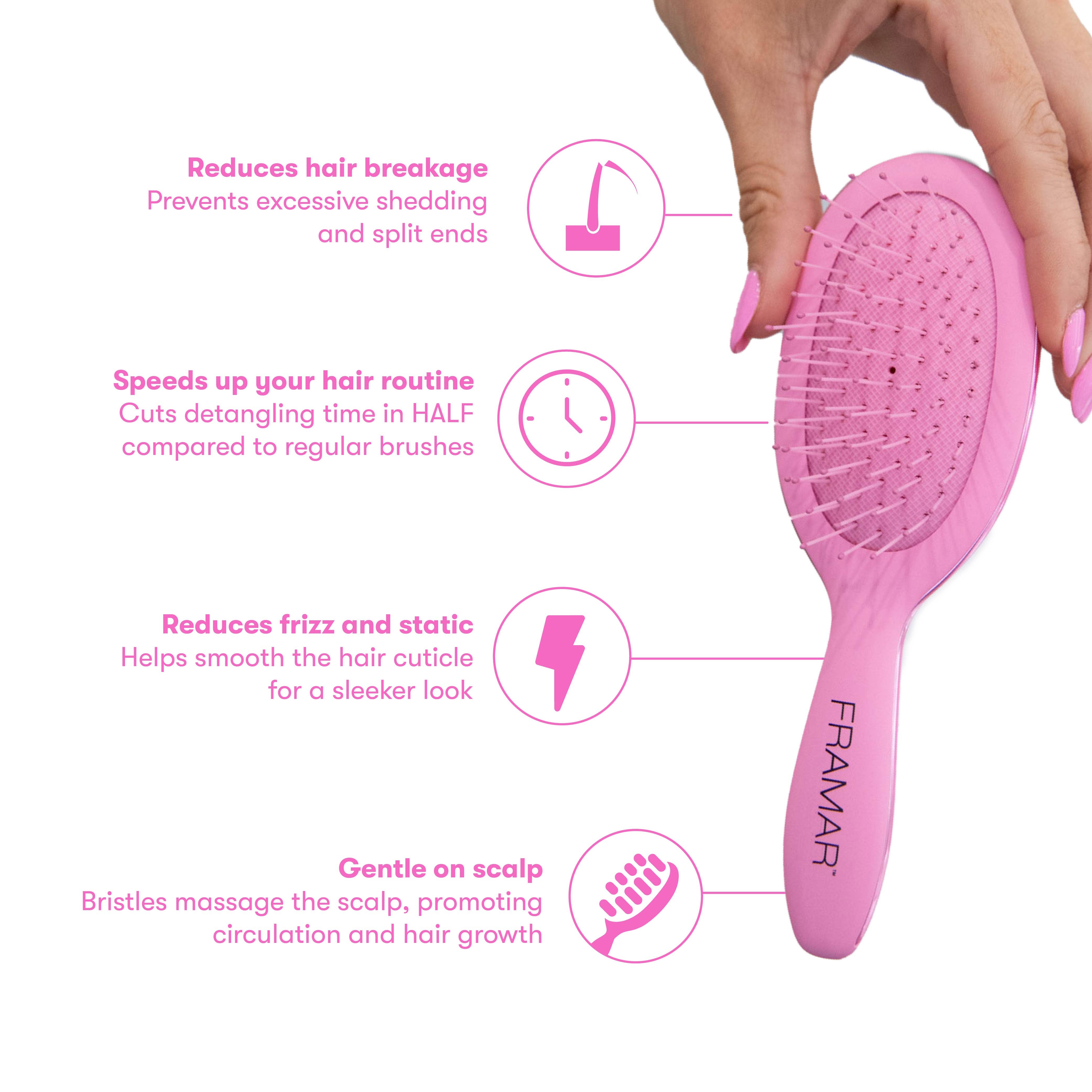 Framar Hair Brushes & Hair Accessories - Wholesale Hair Brush/Comb - FRAMAR Mini Hair Brush, Travel Hair Brush, Pink Mini Brush10