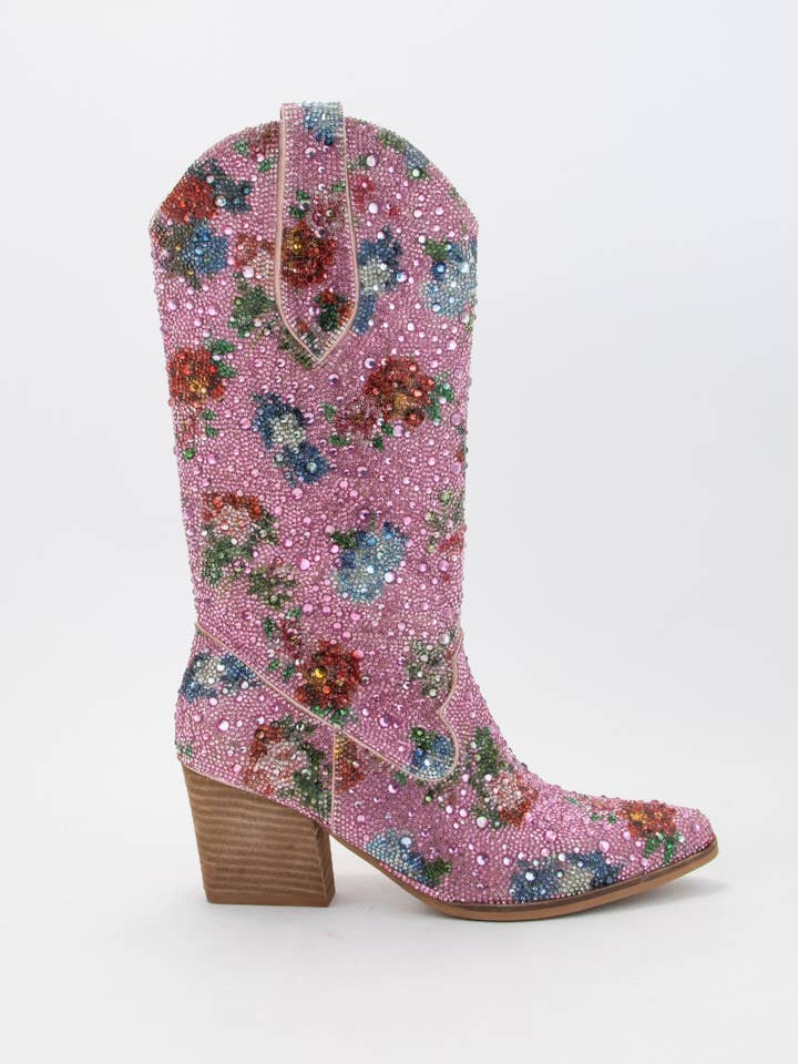 CCOCCI - Wholesale Cowboy Boots - Women's - DAZZLING RHINESTONE JEWELED MID-CALF GLAM WESTERN BOOTS