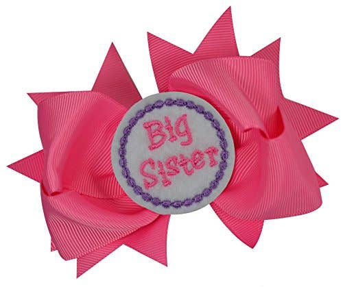 Funny Girl Designs - Wholesale Hair Bow - Kids - Embroidered Big Sister Hair Bow0