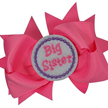 Funny Girl Designs - Wholesale Hair Bow - Kids - Embroidered Big Sister Hair Bow0