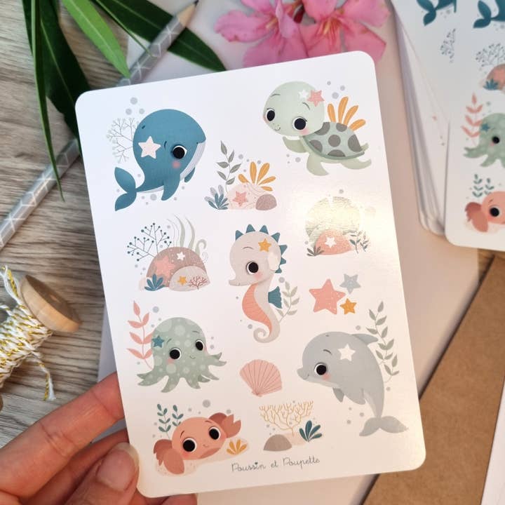 Poussin et Poupette - Wholesale Stationery/Notecard Set - MAP - OCEAN1