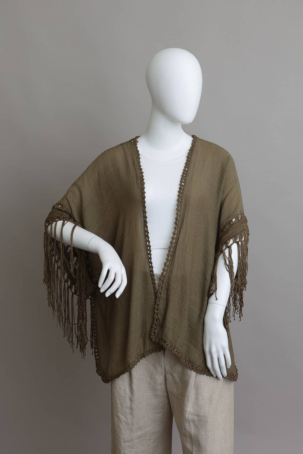 Leto Accessories - Vente Kimono – femme - Kimono à franges en crochet boho chic pour festival 🖤11