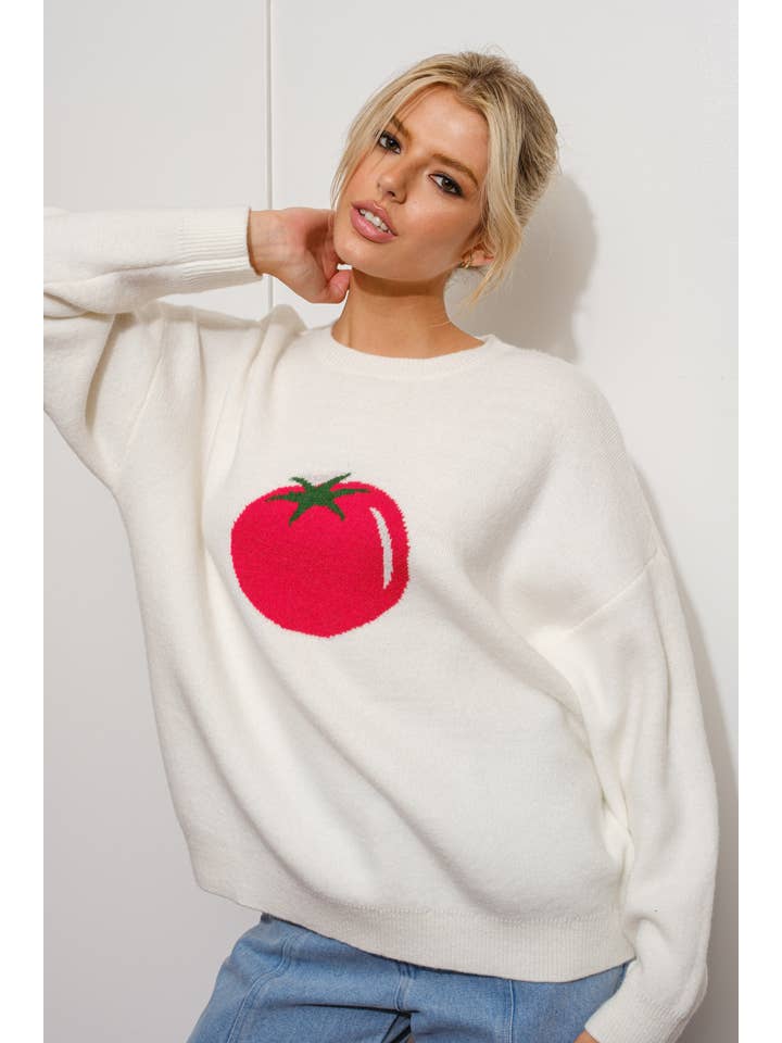 IVORY TOMATO SWEATER for wholesale on Faire