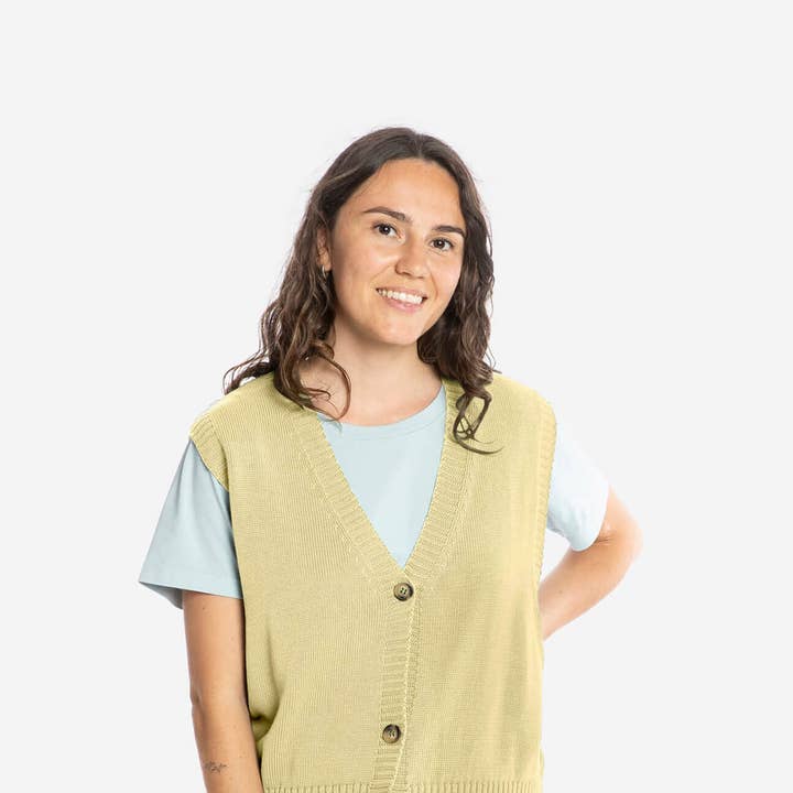 Chaleco de punto cuadrado vainilla para venta al por mayor de Matona