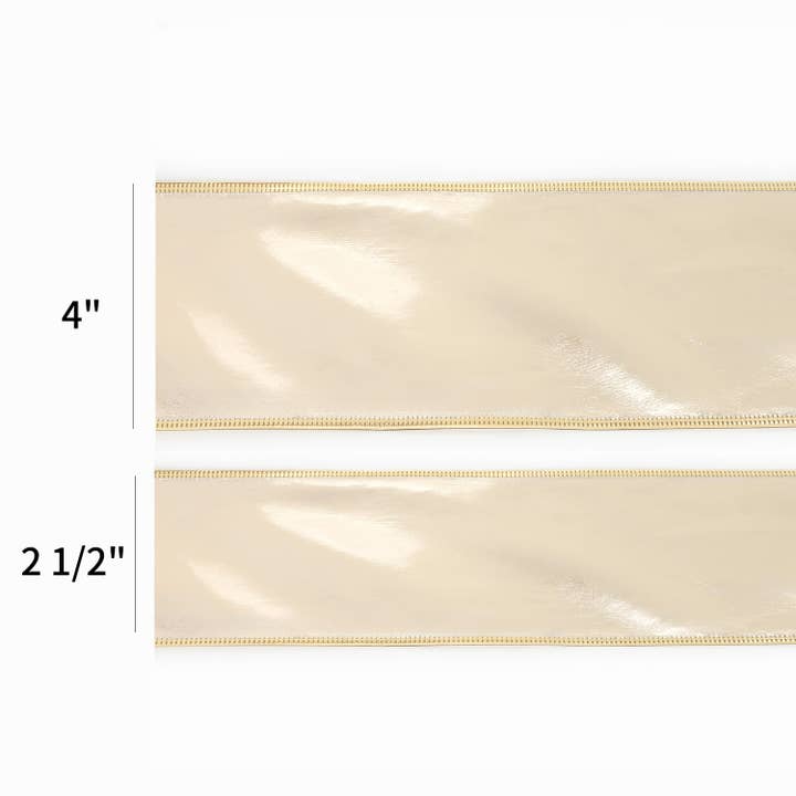 LA Ribbons Wholesale - Wholesale Ribbon - Gift Wrapping - 4" Lurex Wired Ribbon | Champagne | 10 Yard Roll