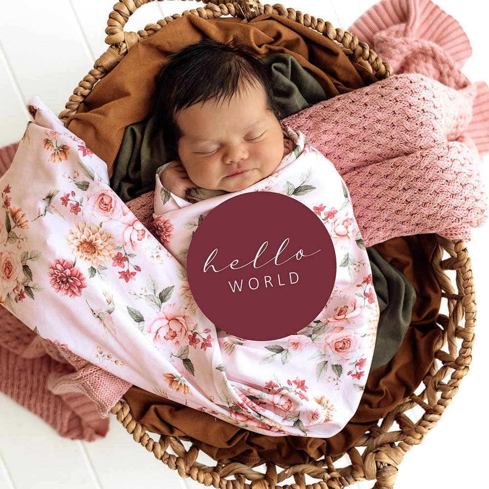 Snuggle Hunny - Wholesale Swaddle Set - Baby - Birds & Blooms Organic Jersey Wrap & Topknot Set5