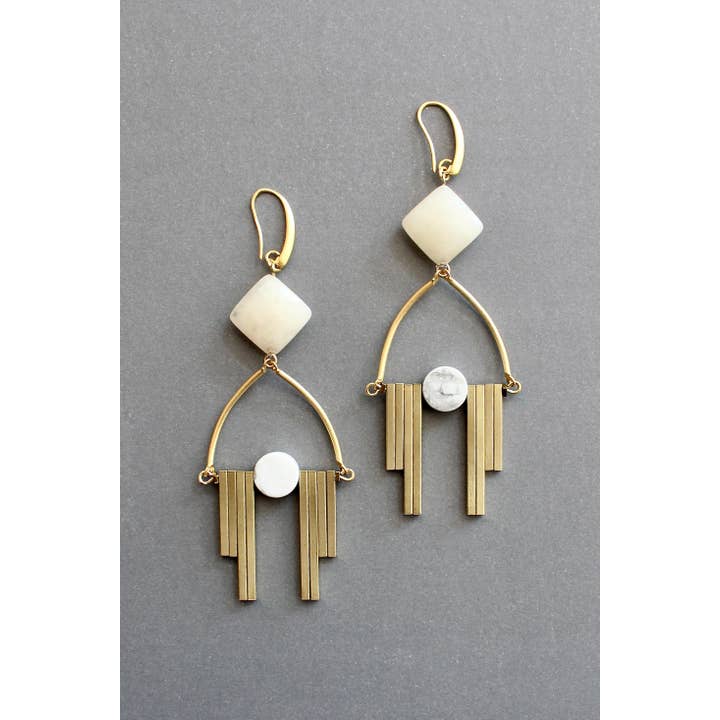 David Aubrey Jewelry – wholesale Hängande örhängen – ISLE52 Kalcit och magnesit Artdeco örhängen4