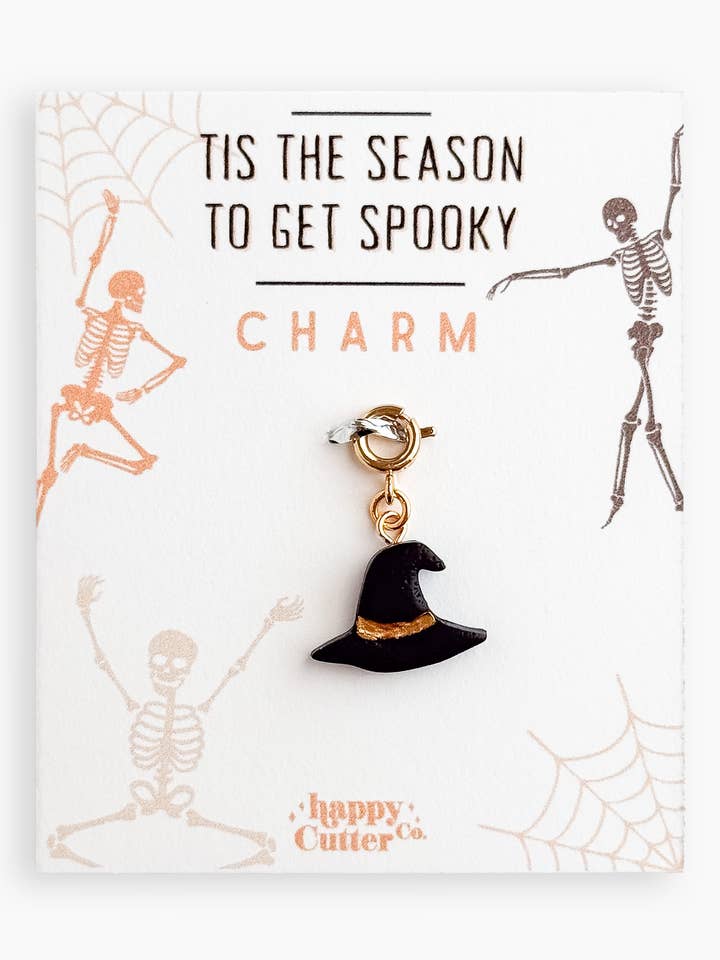 Halloween Charm – Black Witch Hat with Gold Band for wholesale by Happy Cutter Co