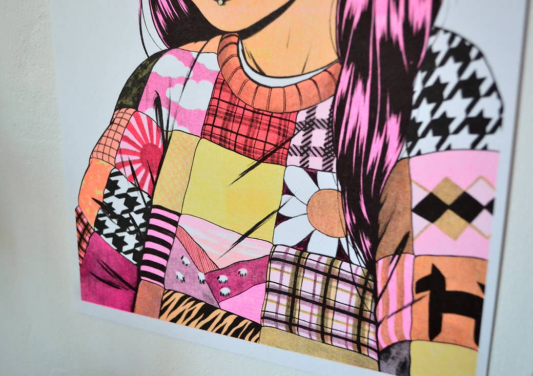 Lily Blakely - Wholesale Art Print - "Double Take" Risograph print A41