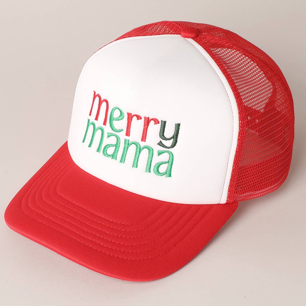 Fashion City - Wholesale Trucker Hat - Women's - Merry Mama Embroidery Mesh Back Trucker Hat5