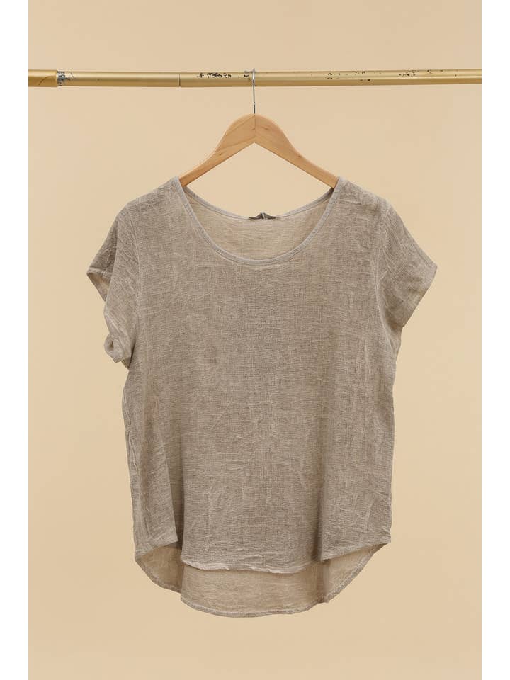 la maison des fibres naturelles - Wholesale T-shirt – women's - cotton-linen blend t-shirt, round neck 3389 10% linen 90% cotton1