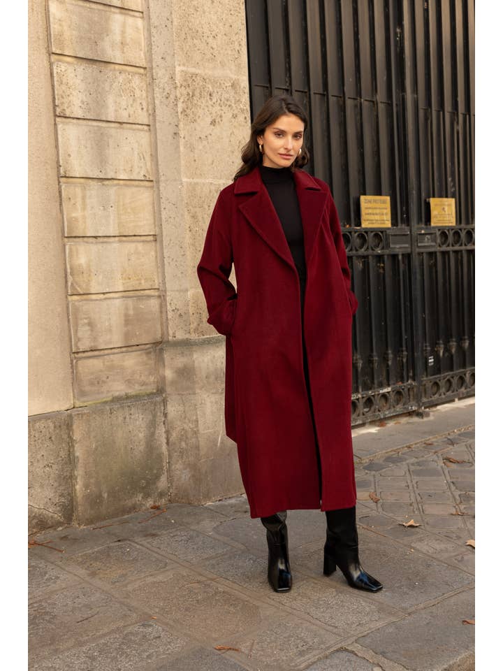 Attentif Paris - Wholesale Coat - Women's - Belted long coat in blended wool34