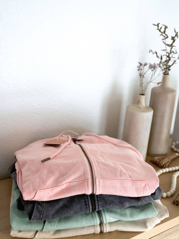 OAT COLLECTIVE - Wholesale Jacket – Women's - CUSTOM CROPPED Mineral Zipper Hooded Pullover6