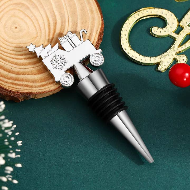 Sostraw & SmartThings - Wholesale Wine Stopper - Christmas Bottle Stopper - Star, Santa, Car - Gold or Silver1