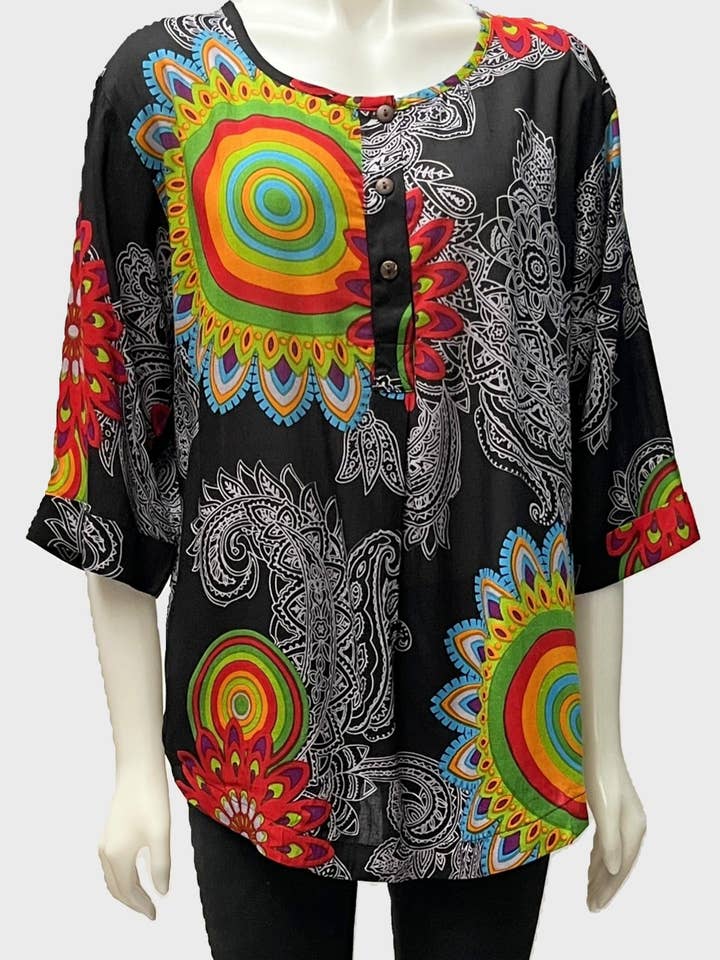 NTP-297-BK - 3/4 S Top voor wholesale door Leopards & Roses