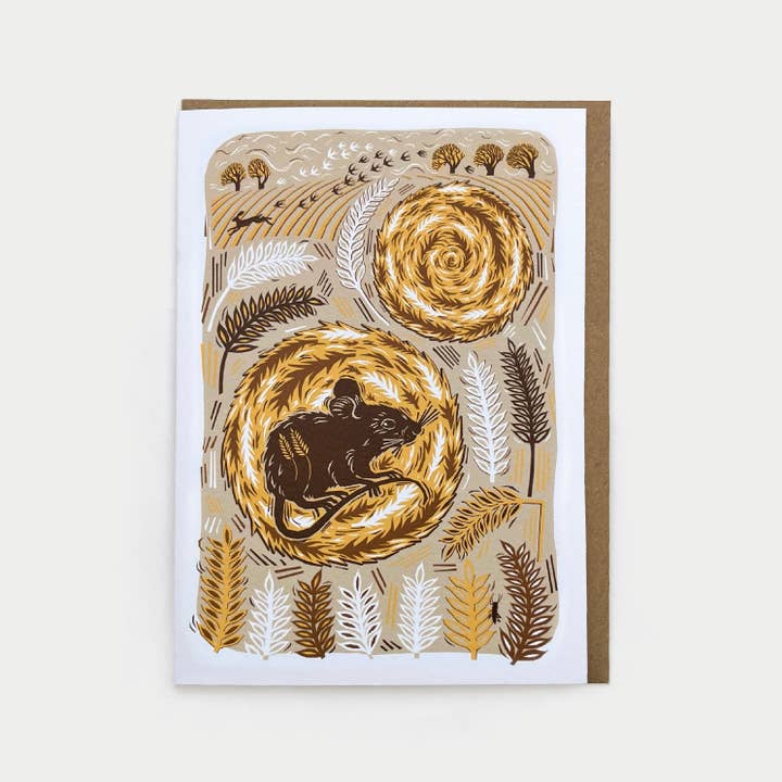 Greetings Card - Harvest Mouse for wholesale by Folded Forest