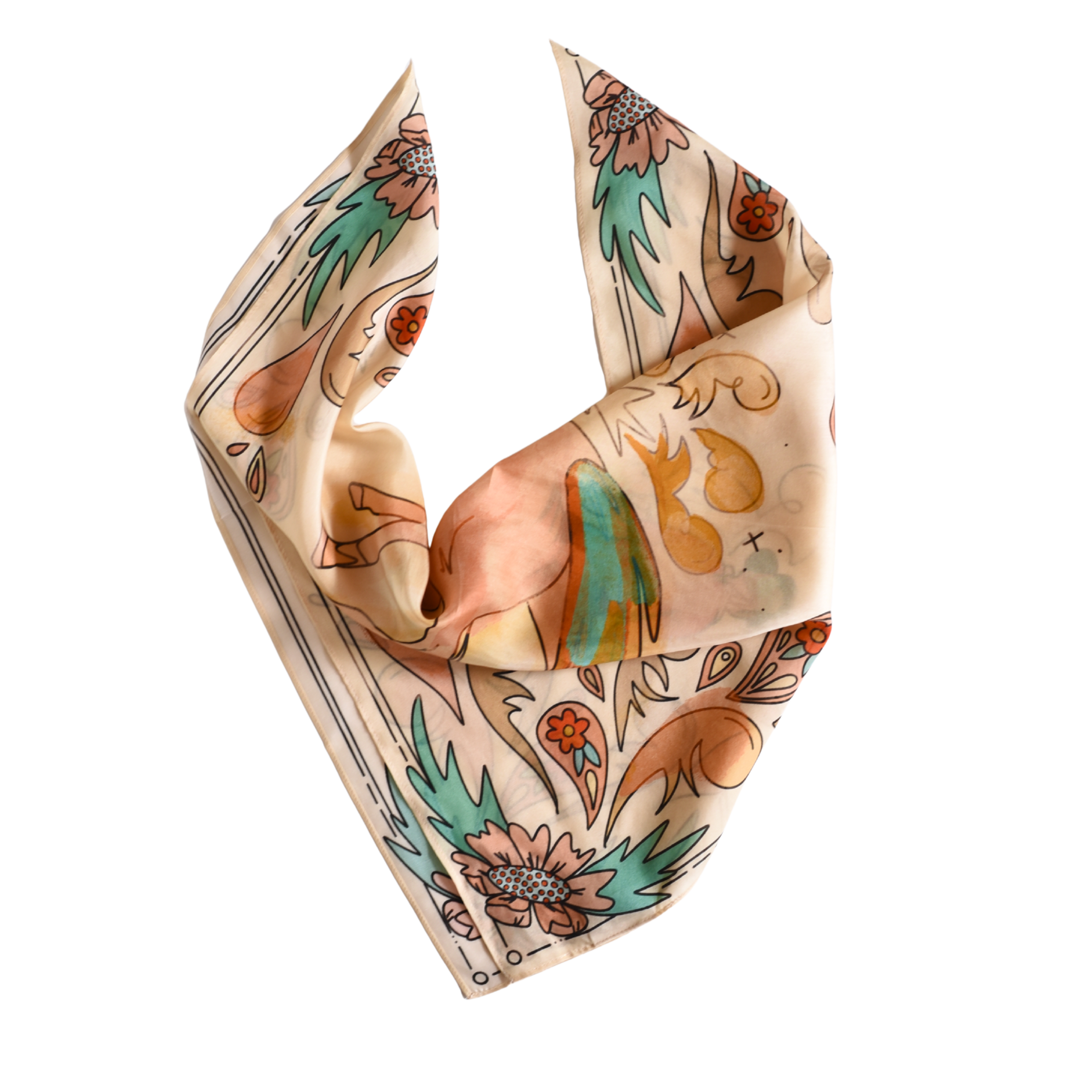 Tirzah Lane Art - Wholesale Scarf – Women's - Summer Ride: Western Scarf Bandana Silk Tencel Cowgirl Wild Rag6