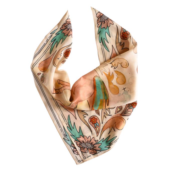 Tirzah Lane Art - Wholesale Scarf - Women's - Summer Ride: Western Scarf Bandana Silk Tencel Cowgirl Wild Rag6