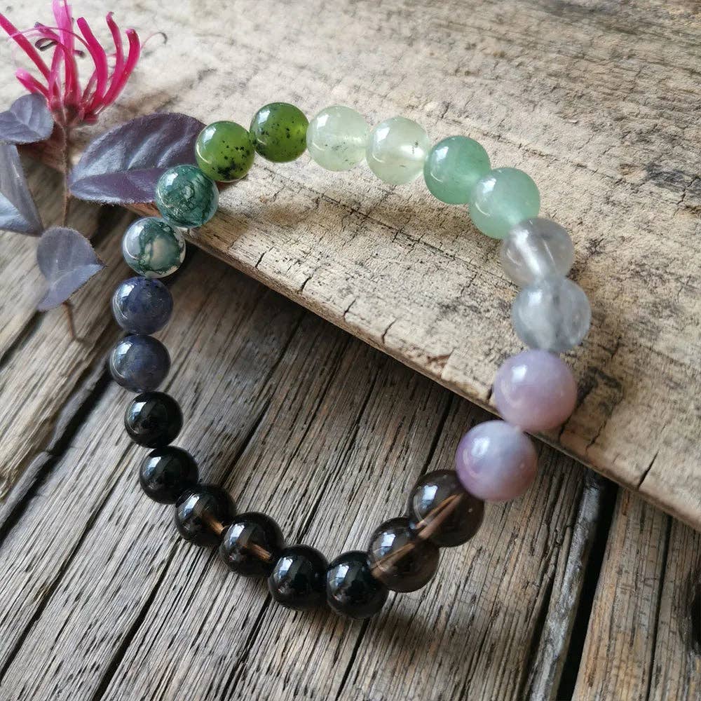 Harmony Mala – Engroshandel Perlehalskæde – Halskæde med mala-perler af sort onyx, grøn aventurin, prehnit0