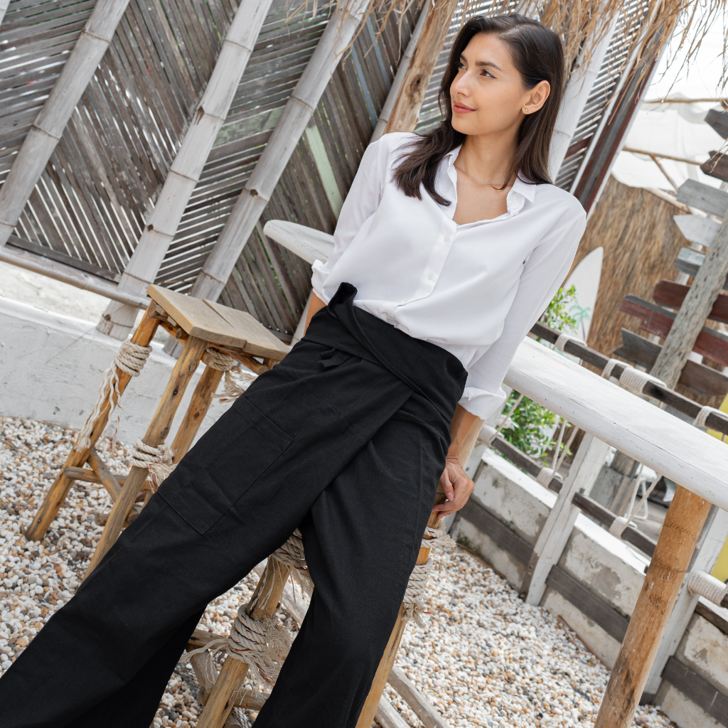 Dame Pach Bangkok - Wholesale Pants - Women's - Black Unisex Fisherman Trousers2