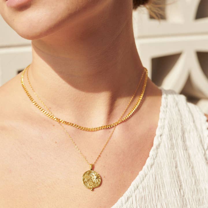 Angels Whisper Accessories - Wholesale Pendant/charm necklace - Ocean Coin Charm Gold Plated Necklace1