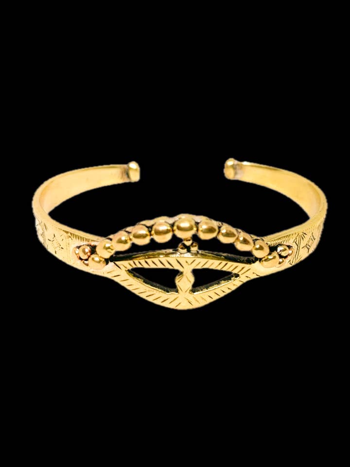 Eyes of the Desert Bangle Yellow Brass for wholesale by SHE ARCHIVES