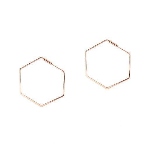 Juulry - Vendita all'ingrosso Orecchini a cerchio - Grandi orecchini a cerchio esagonali placcati in argento4