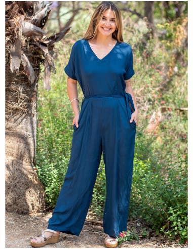 Blue Long Plain Jumpsuit for wholesale on Faire5