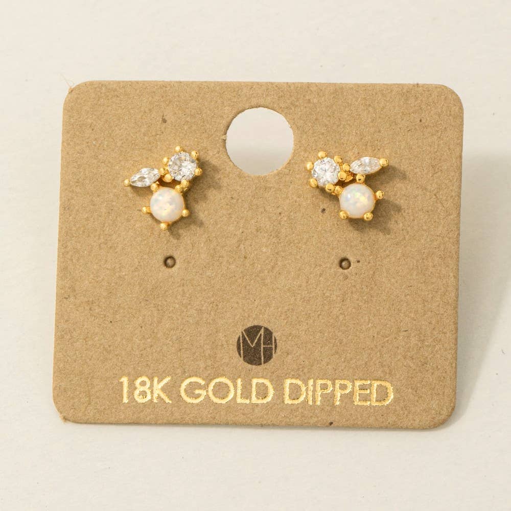 G Mini Triple Rhinestone Stud Earring for wholesale on Faire2