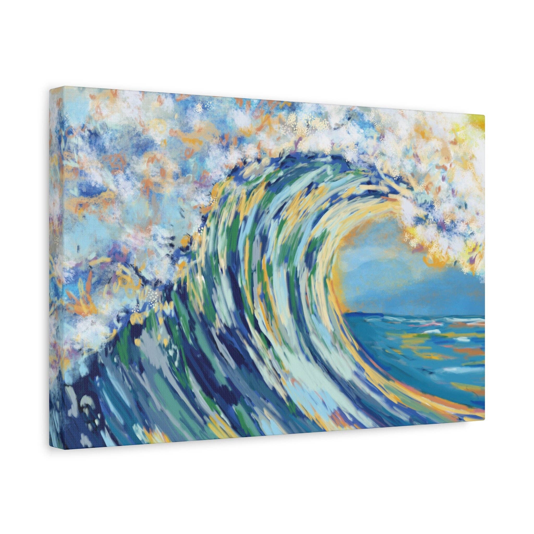 Blue Cava - Wholesale Canvas Art - Ocean Wave Art Canvas Print - Stretched 1.25" Depth15