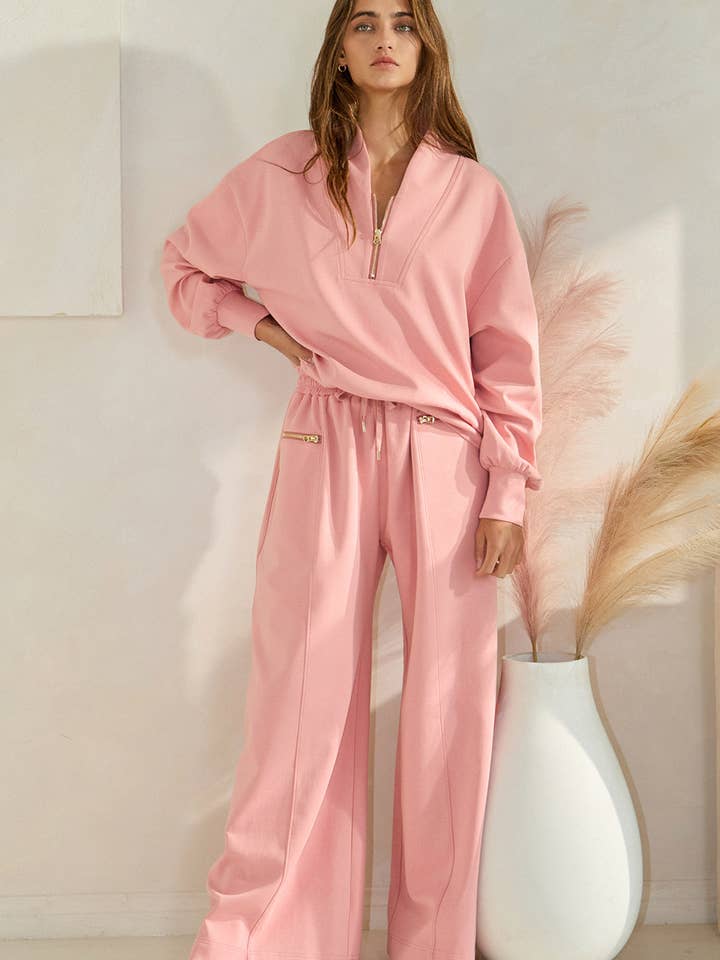 BUCKETLIST - Wholesale Sweatshirt – Women's - IT2154 Half Zip-up Scuba Sweatshirts66