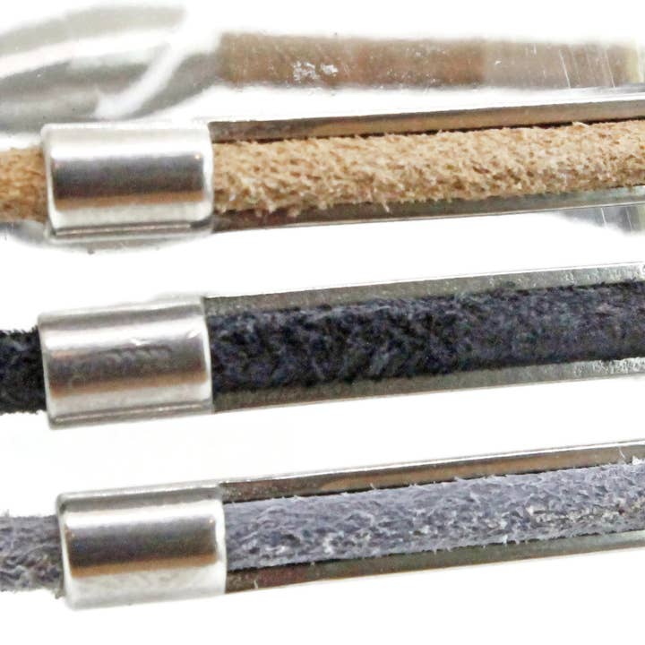 Sea Ranch Jewelry - Wholesale Bangle Bracelet - 22BT Suede & Stainless Steel Jewelry - Bar Bracelet