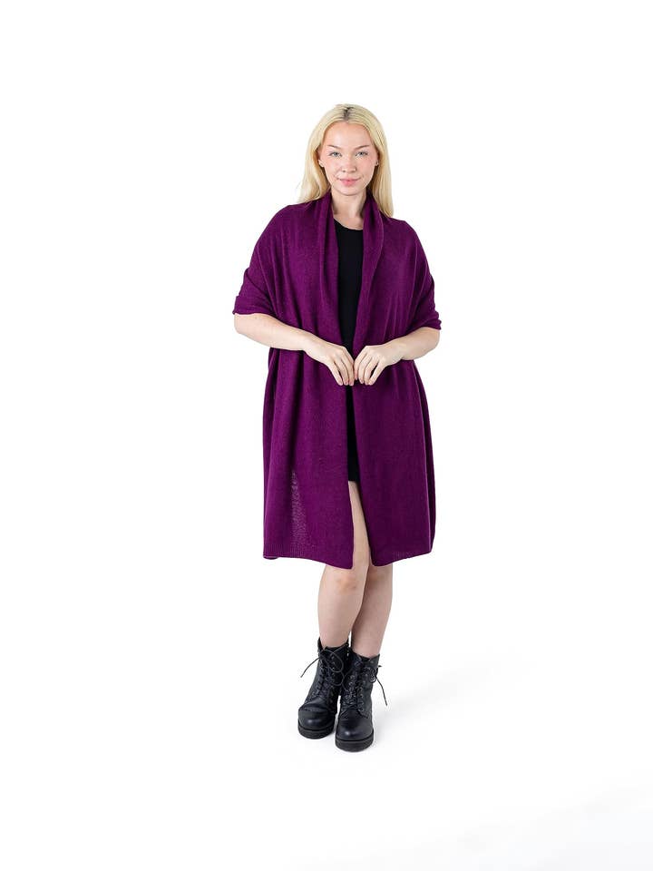 Velanio Rød 100% kashmir strikket sjal for engroshandel hos Velanio Cashmere