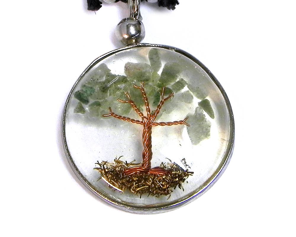 Pichincha - Wholesale Pendant/Charm Necklace - Round Acrylic Chip Stone Inlay Tree of Life Pendant Necklace2