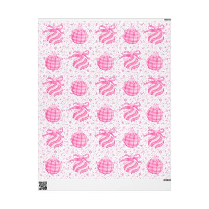 Pink Holiday Ornaments Gift Wrap – Cute Christmas Wrapping Paper for wholesale by Happythings76