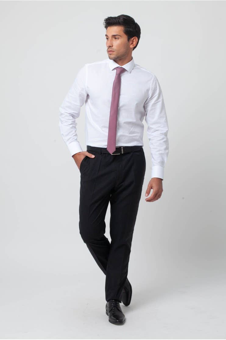 Blank Plain Dress Shirt – Slim Fit – White Poplin – Basic and Elegant Bohemian model for wholesale on Faire4