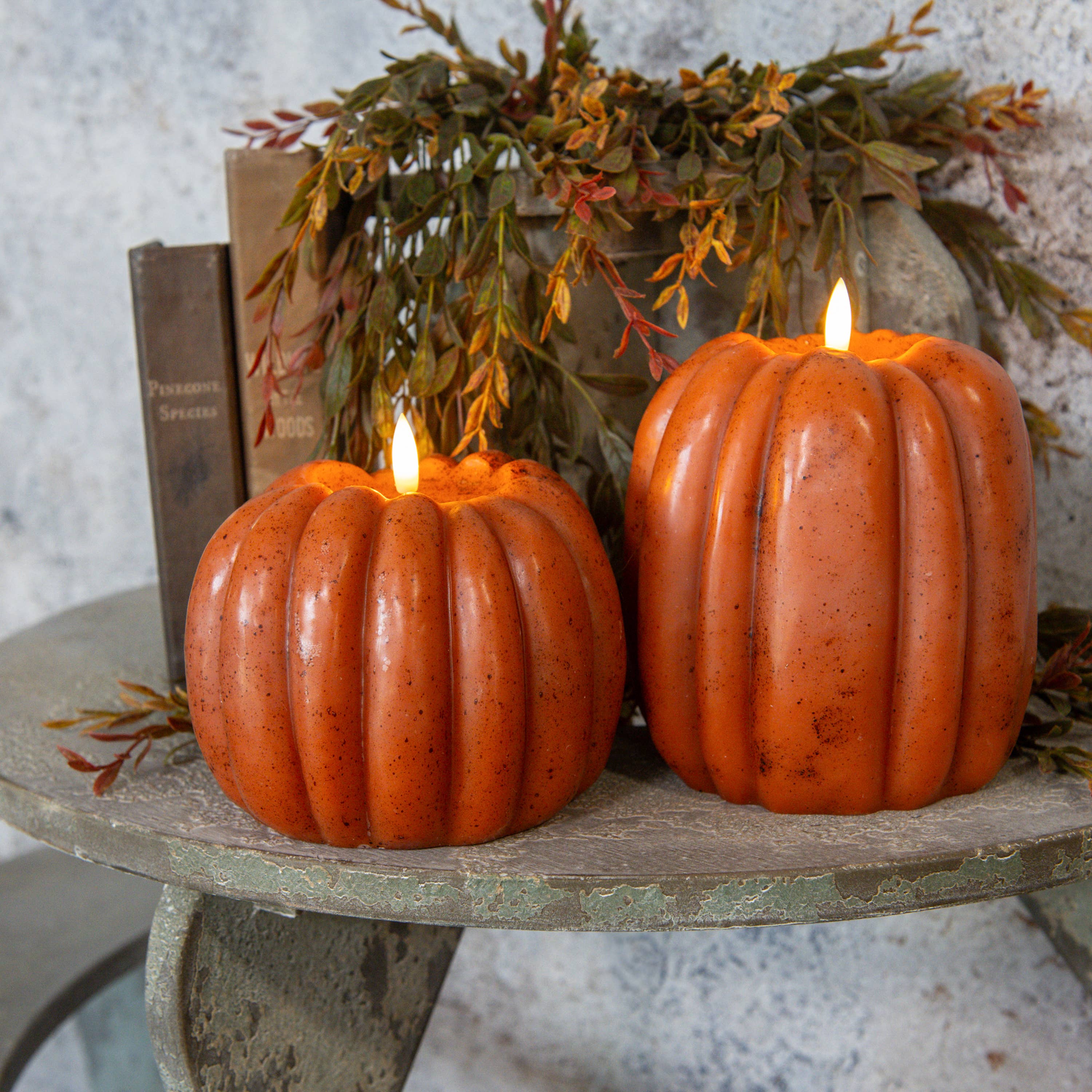 Ragon House - Wholesale Flameless Candle - 5" ORANGE 3D FLAME PUMPKIN CANDLE1