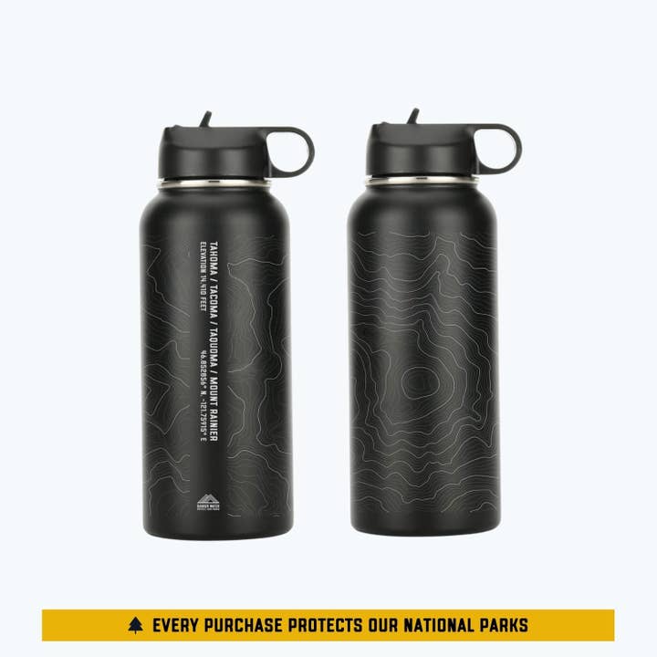 Rainier Watch Supply Co – wholesale Water bottle – Tahoma Mount Rainier Topo Bottle2