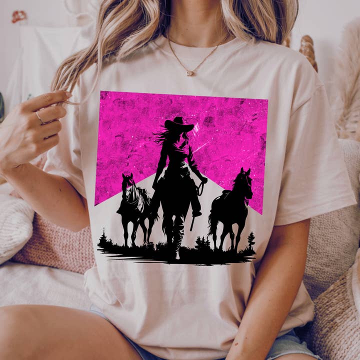 VINTAGE PINK COWGIRL WESTERN DTF TRANSFER for wholesale by Remi Lee Transfers