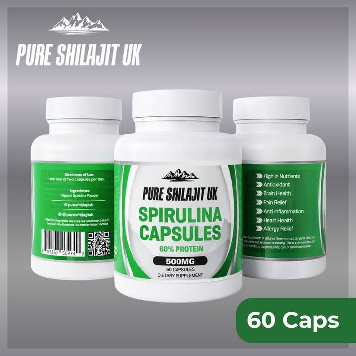 Spirulina Capsules - Pure Shilajit UK Extract Capsules for wholesale by Pure Shilajit UK