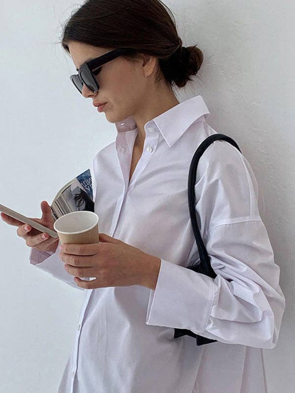 FurDecoration - Venta al por mayor Vestido - Mujer - Vestido camisa casual chic oversize de manga larga3